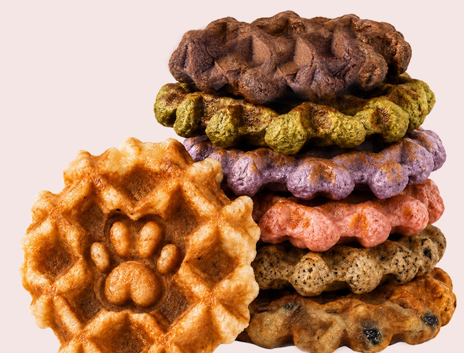 Stacked colorful paw-shaped Wamochi